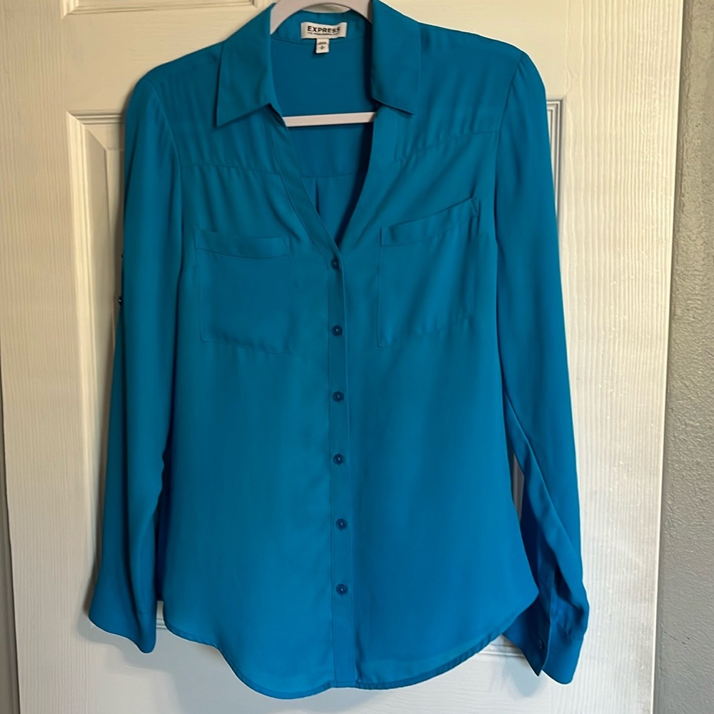 Express Portofino blouse, roll up sleeves, size small. EUC